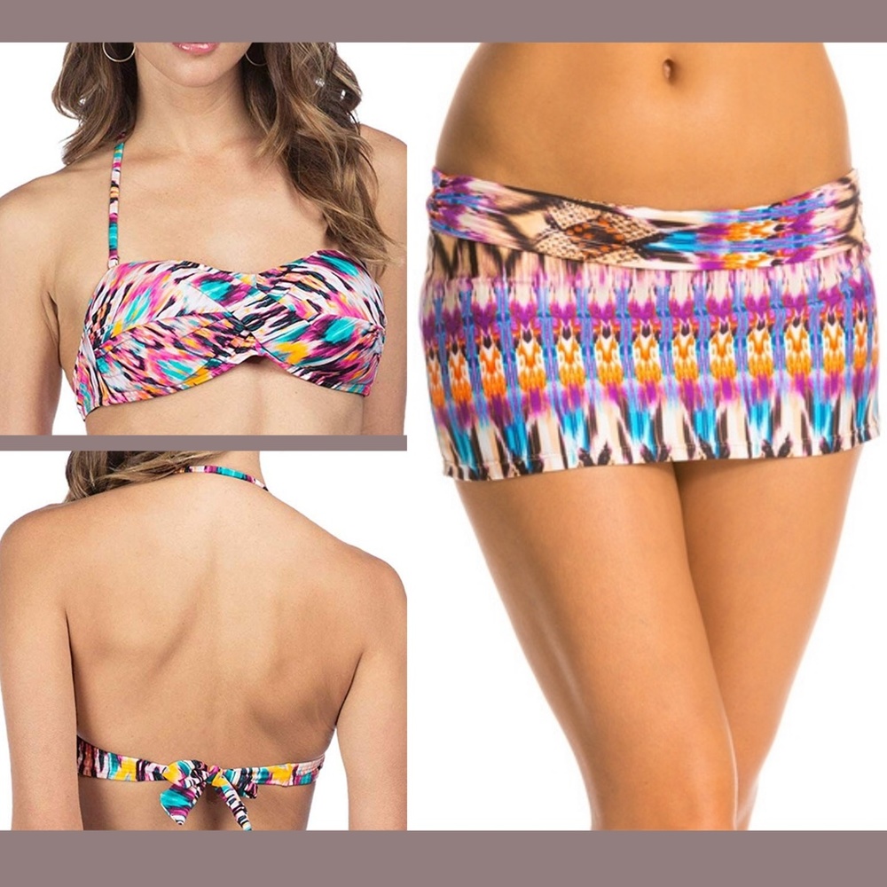 NEW 2PC Kenneth‎ Cole Bikini Top + Skirt Bottom Set